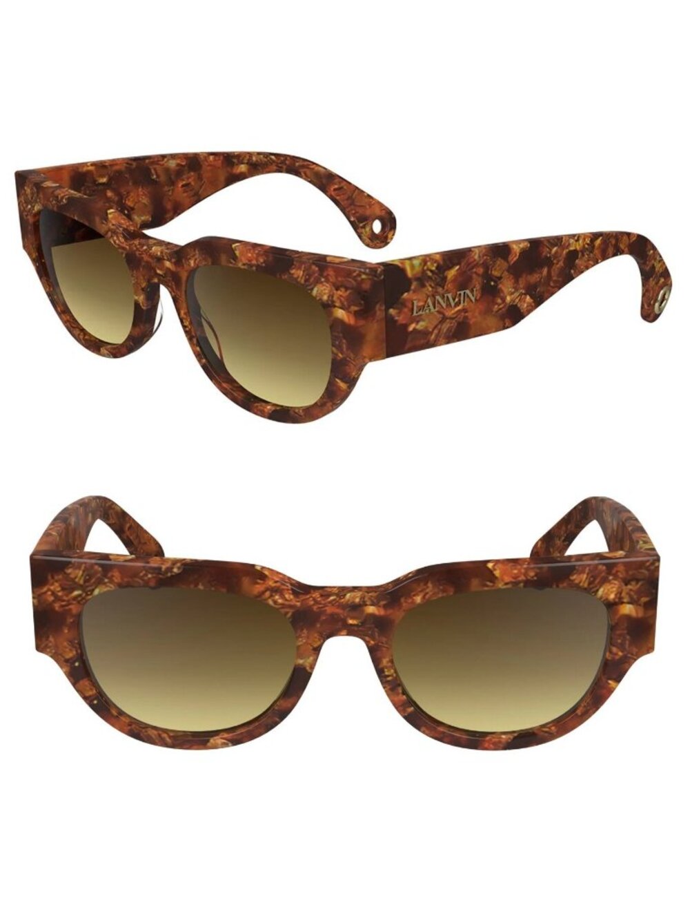 Lanvin LNV670S 730 51mm Rectangle Sunglasses Amber Tortuise / Brown Gradient